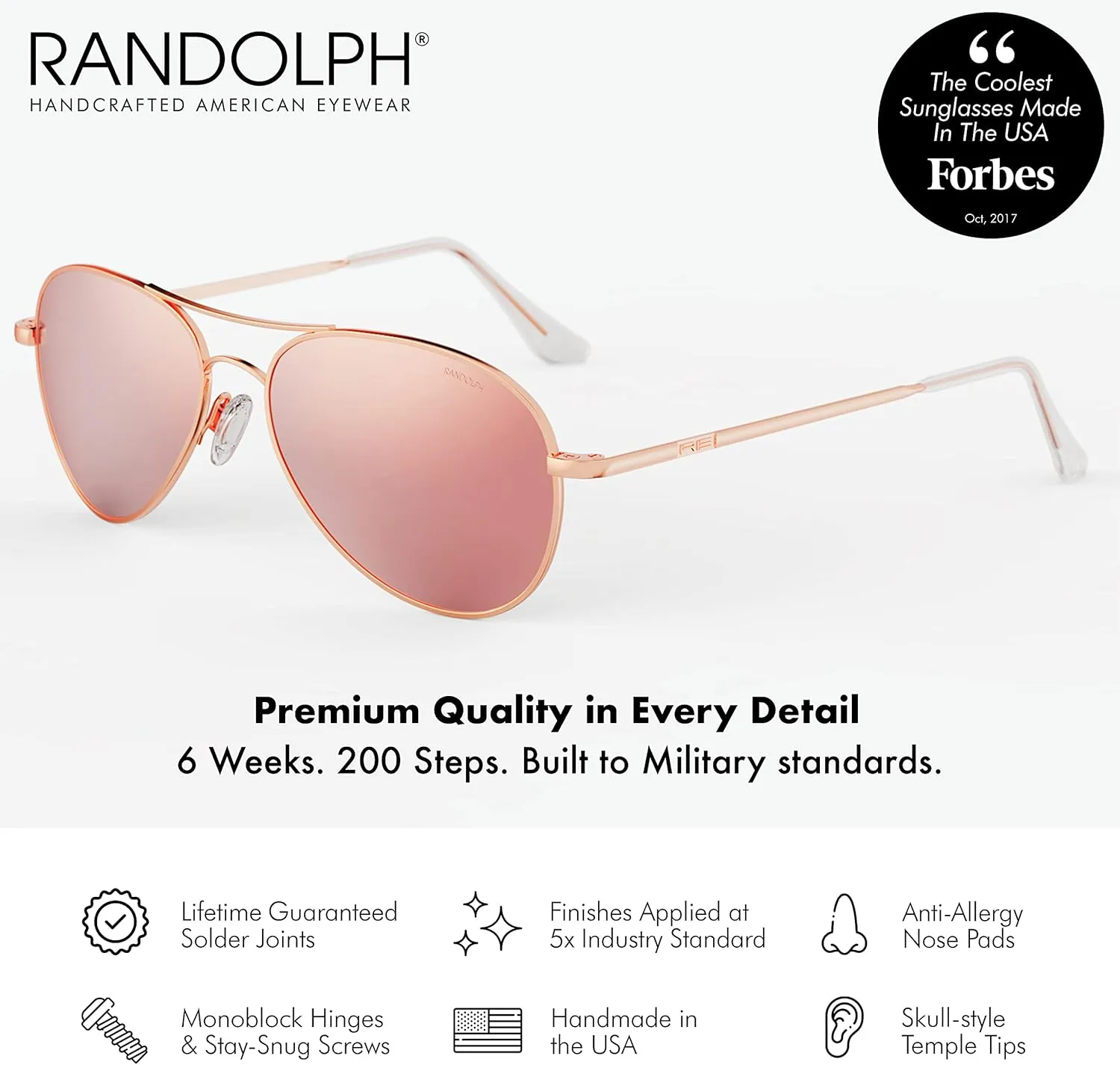 Randolph USA | Amelia Aviator Authentic Sunglasses for Women Non-Polarized 100% UV