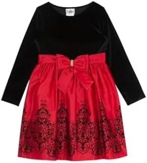Rare Editions Big Girls Velvet Bodice Dress with Satin Skirt