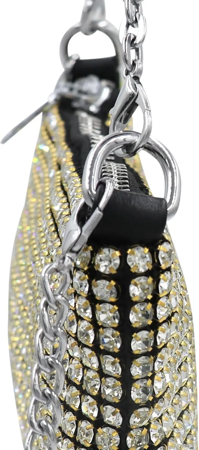 RARITYUS Bling Rhinestone Crossbody Bag for Little Girls Women Fashion Sparkling Tote Bag Clutch Purse with Chain Strap