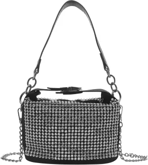 RARITYUS Bling Rhinestone Hobo Crossbody Bag for Women Fashion Tote Underarm Bag Shoulder Handbag for Prom Cocktail Party