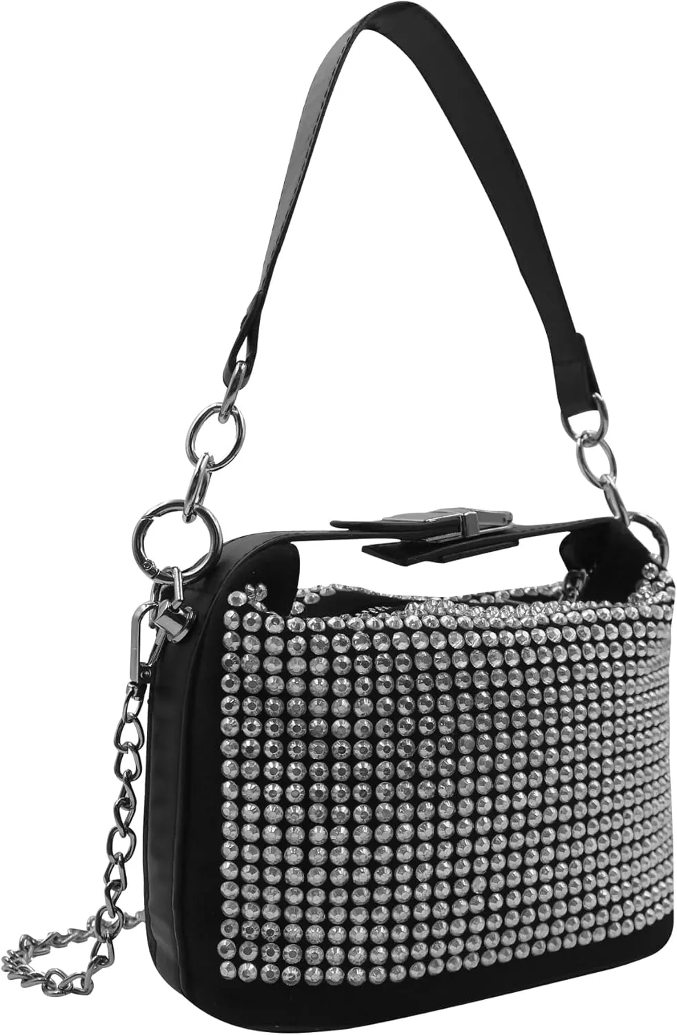 RARITYUS Bling Rhinestone Hobo Crossbody Bag for Women Fashion Tote Underarm Bag Shoulder Handbag for Prom Cocktail Party