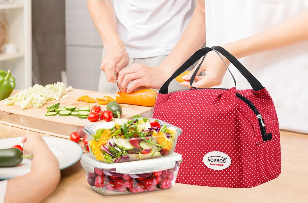 Realaiot Fashion Portable Insulated Canvas Lunch Bag Thermal Food Picnic Lunch Bags for Women Kids Men Cooler Lunch Box Bag Tote