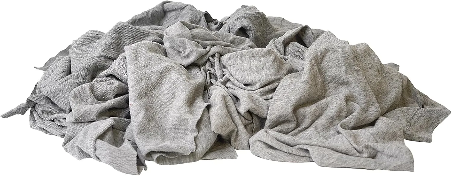 Recycled Gray T-Shirt Rags – Shop Bulk Cleaning Rags, Cotton Rags for Cleaning, Dusting & Polishing, for House, Wood, Paint, Oil, Window (10 lbs. Bag)