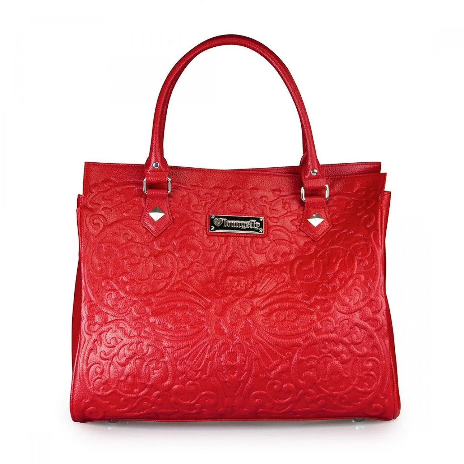 Red on Red Lattice Sugar Skull Embossed Handbag & Wallet SET