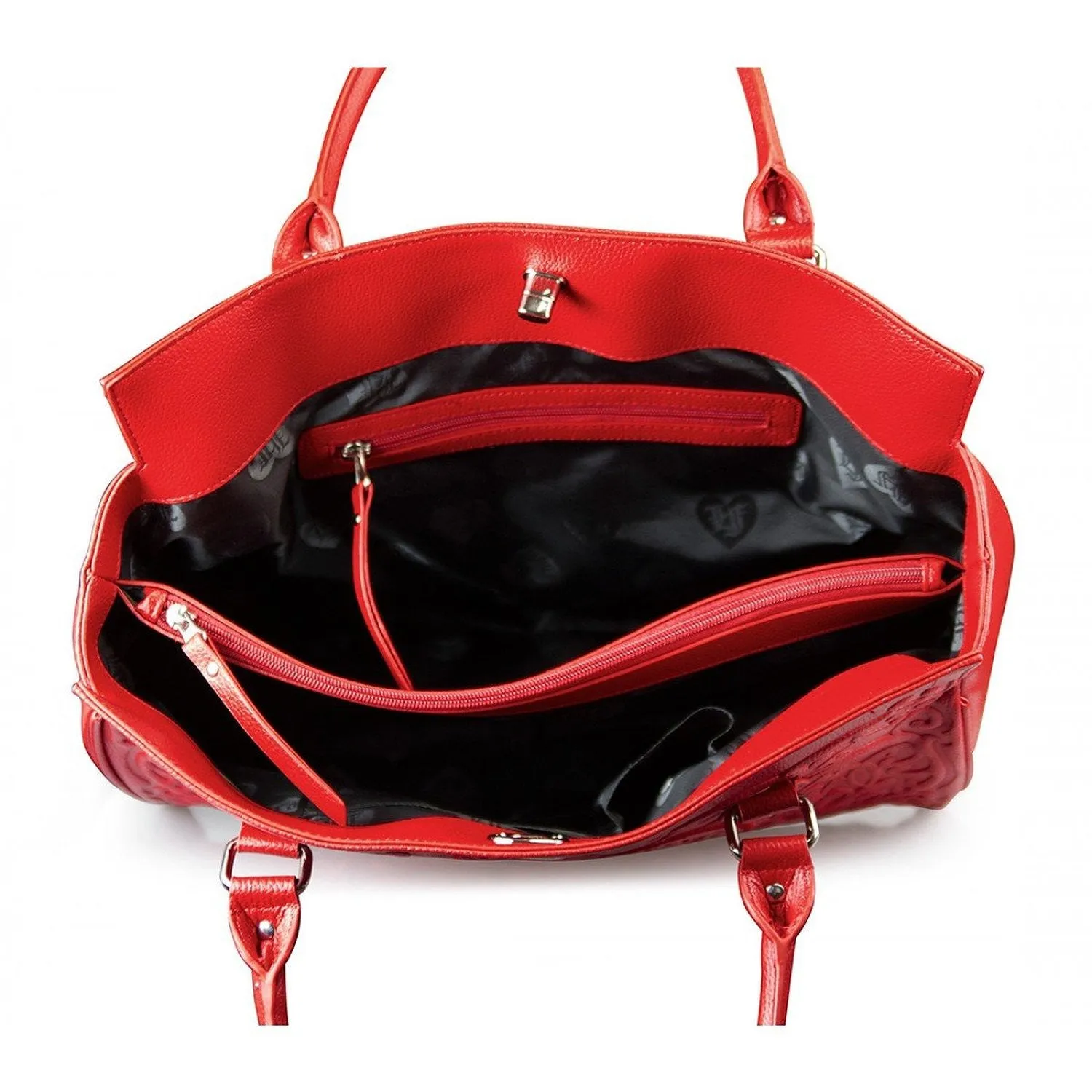 Red on Red Lattice Sugar Skull Embossed Handbag & Wallet SET