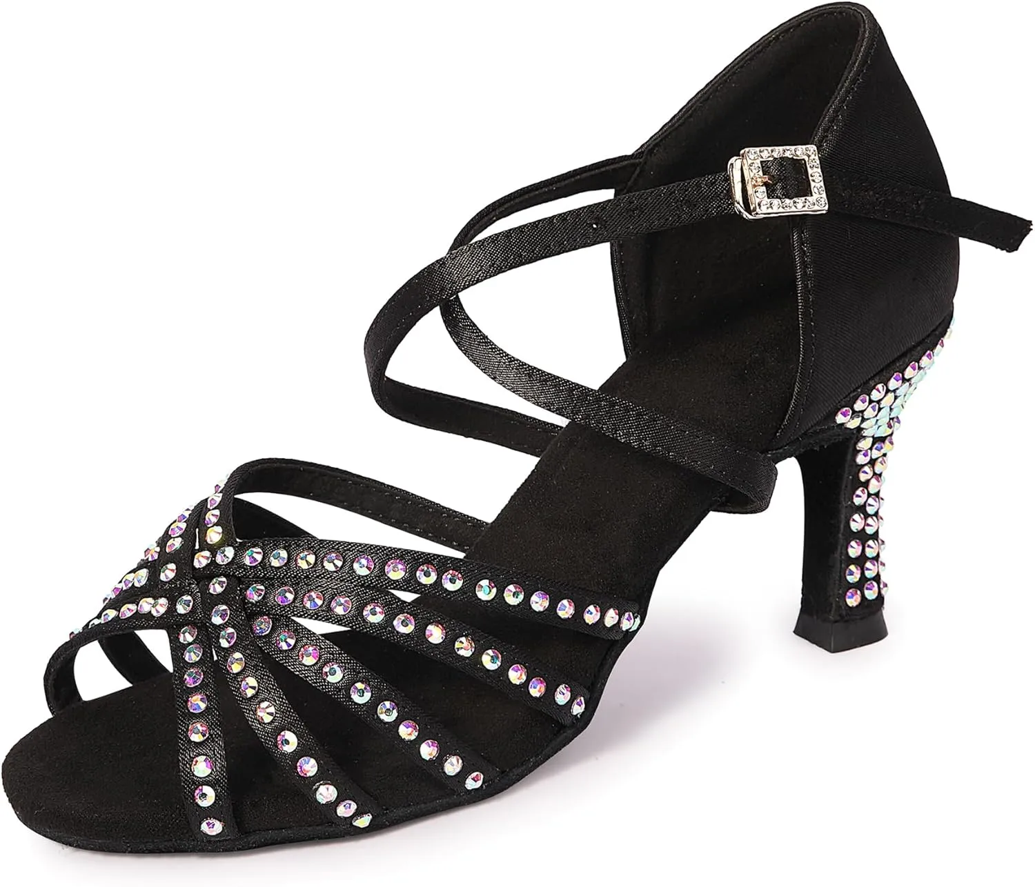 Rhinestone Ballroom Dance Shoes Women Latin Salsa Dancing Shoes Practice Dance Heels ZB06