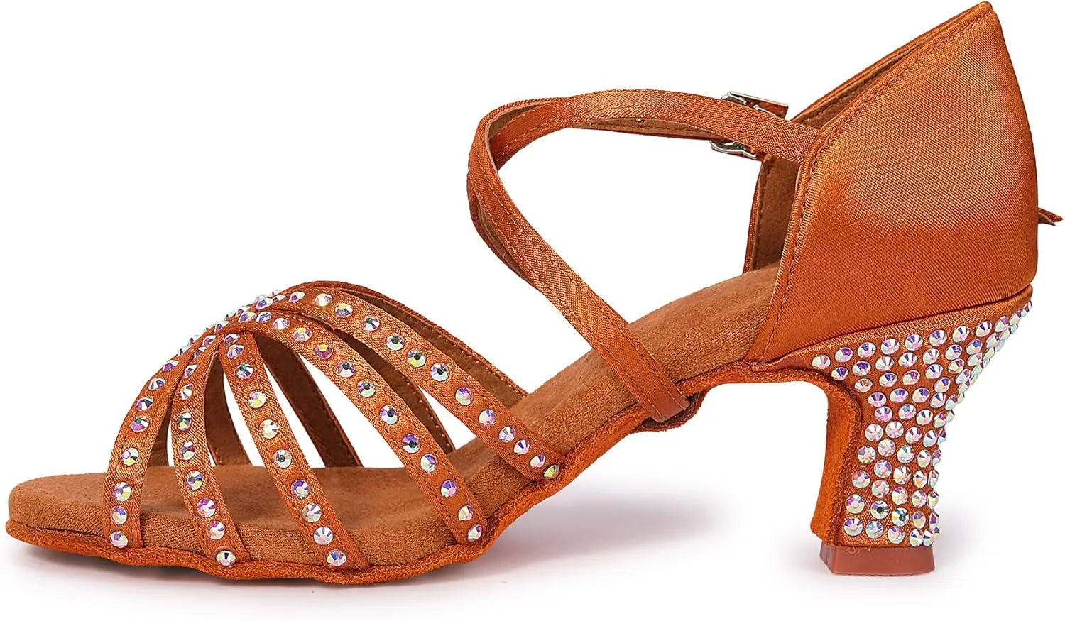 Rhinestone Ballroom Dance Shoes Women Latin Salsa Dancing Shoes Practice Dance Heels ZB06