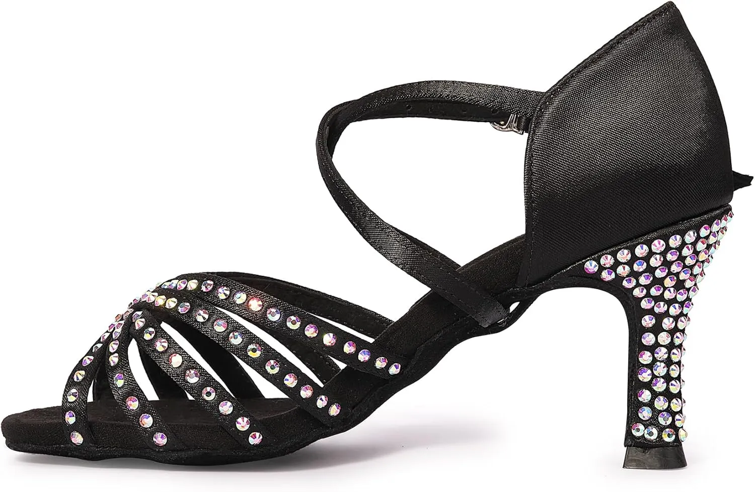 Rhinestone Ballroom Dance Shoes Women Latin Salsa Dancing Shoes Practice Dance Heels ZB06