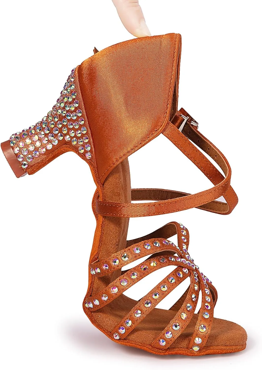 Rhinestone Ballroom Dance Shoes Women Latin Salsa Dancing Shoes Practice Dance Heels ZB06