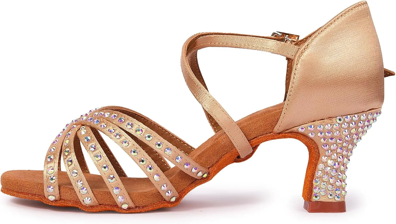 Rhinestone Ballroom Dance Shoes Women Latin Salsa Dancing Shoes Practice Dance Heels ZB06