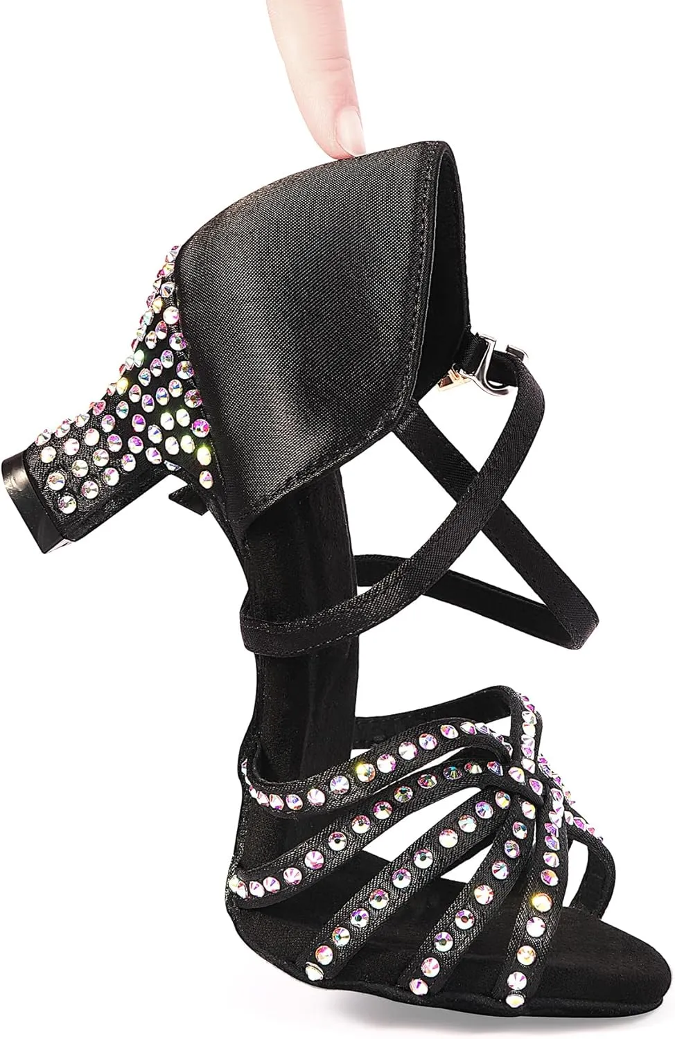 Rhinestone Ballroom Dance Shoes Women Latin Salsa Dancing Shoes Practice Dance Heels ZB06