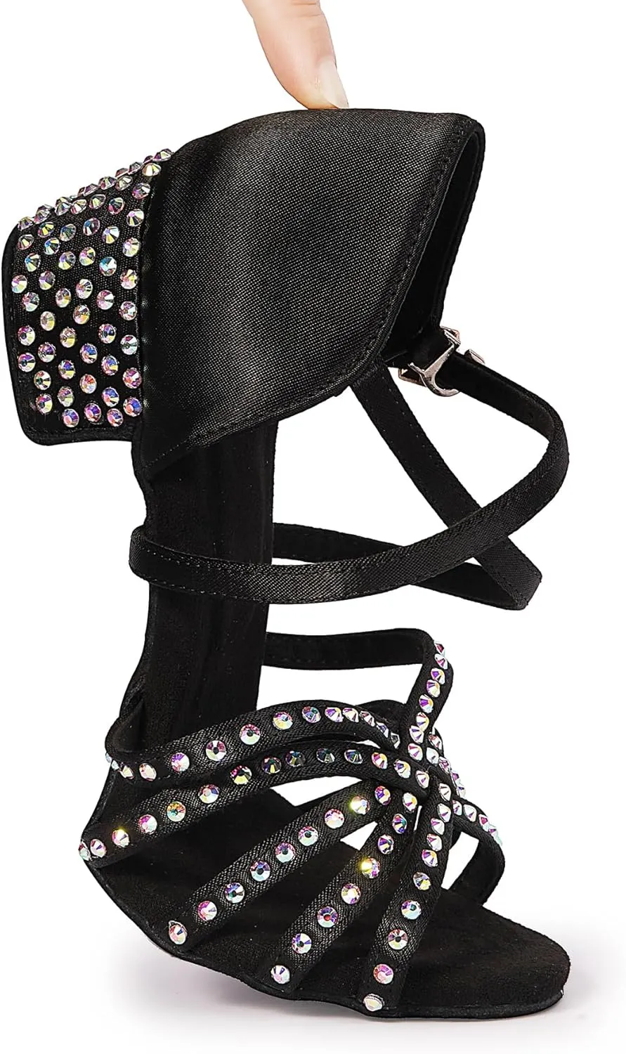 Rhinestone Ballroom Dance Shoes Women Latin Salsa Dancing Shoes Practice Dance Heels ZB06