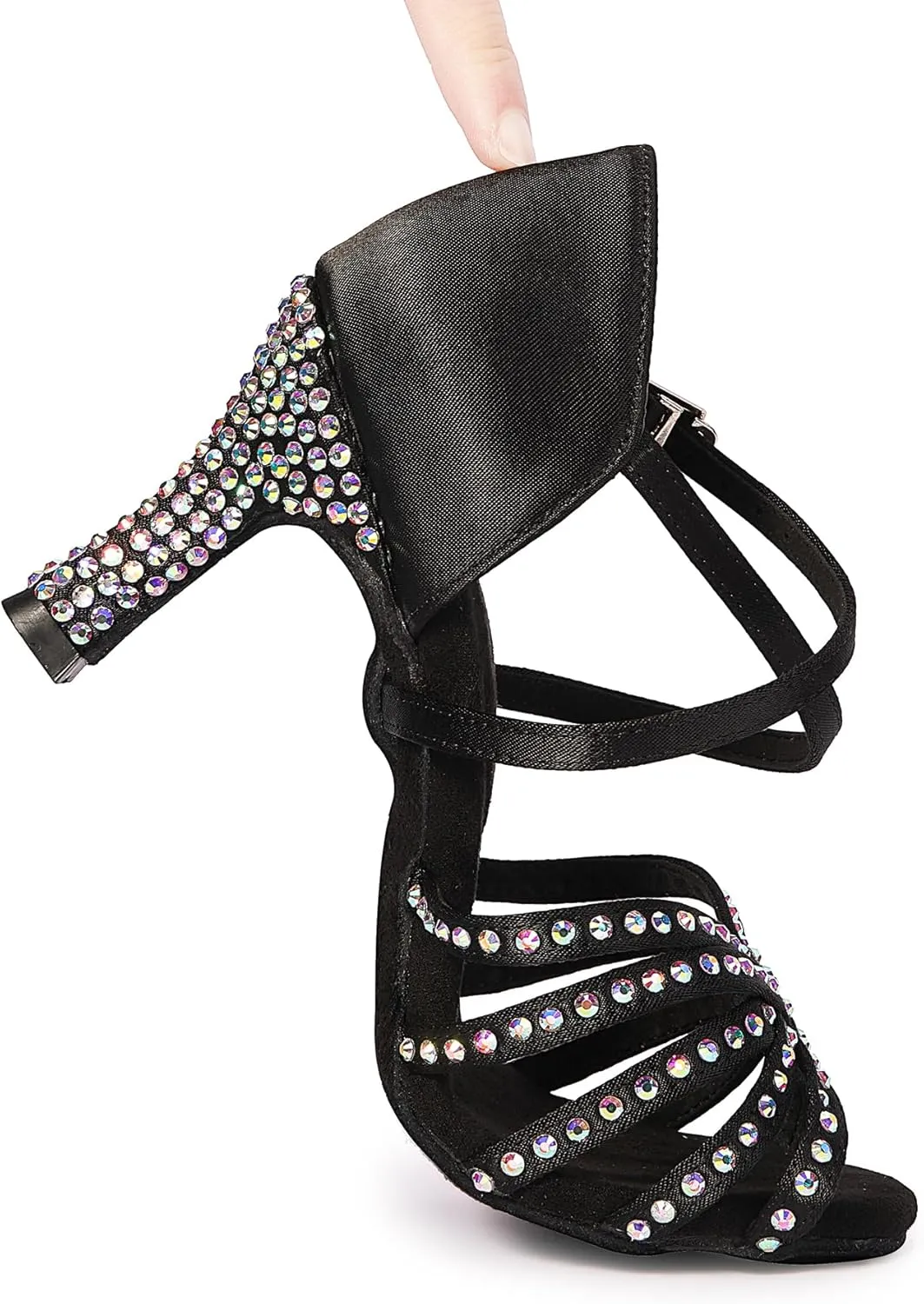 Rhinestone Ballroom Dance Shoes Women Latin Salsa Dancing Shoes Practice Dance Heels ZB06