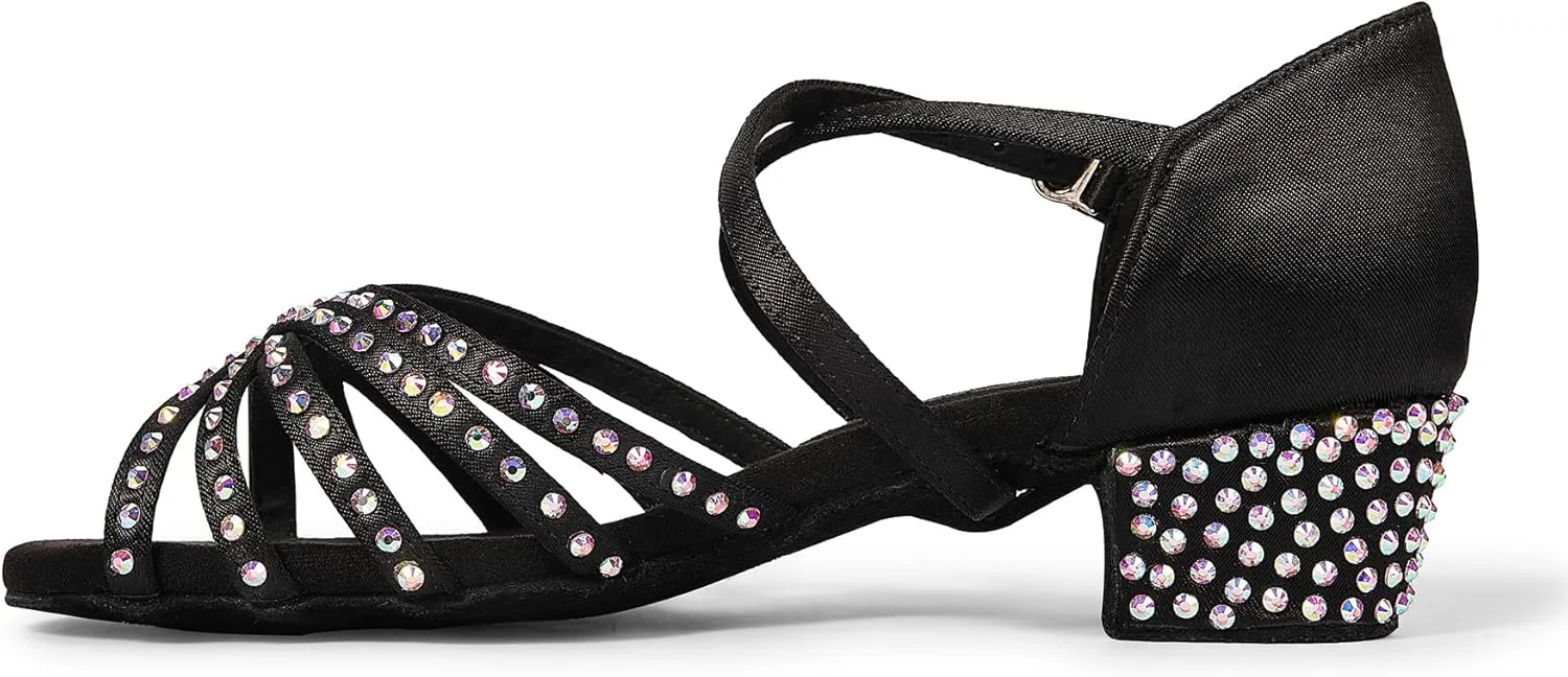 Rhinestone Ballroom Dance Shoes Women Latin Salsa Dancing Shoes Practice Dance Heels ZB06