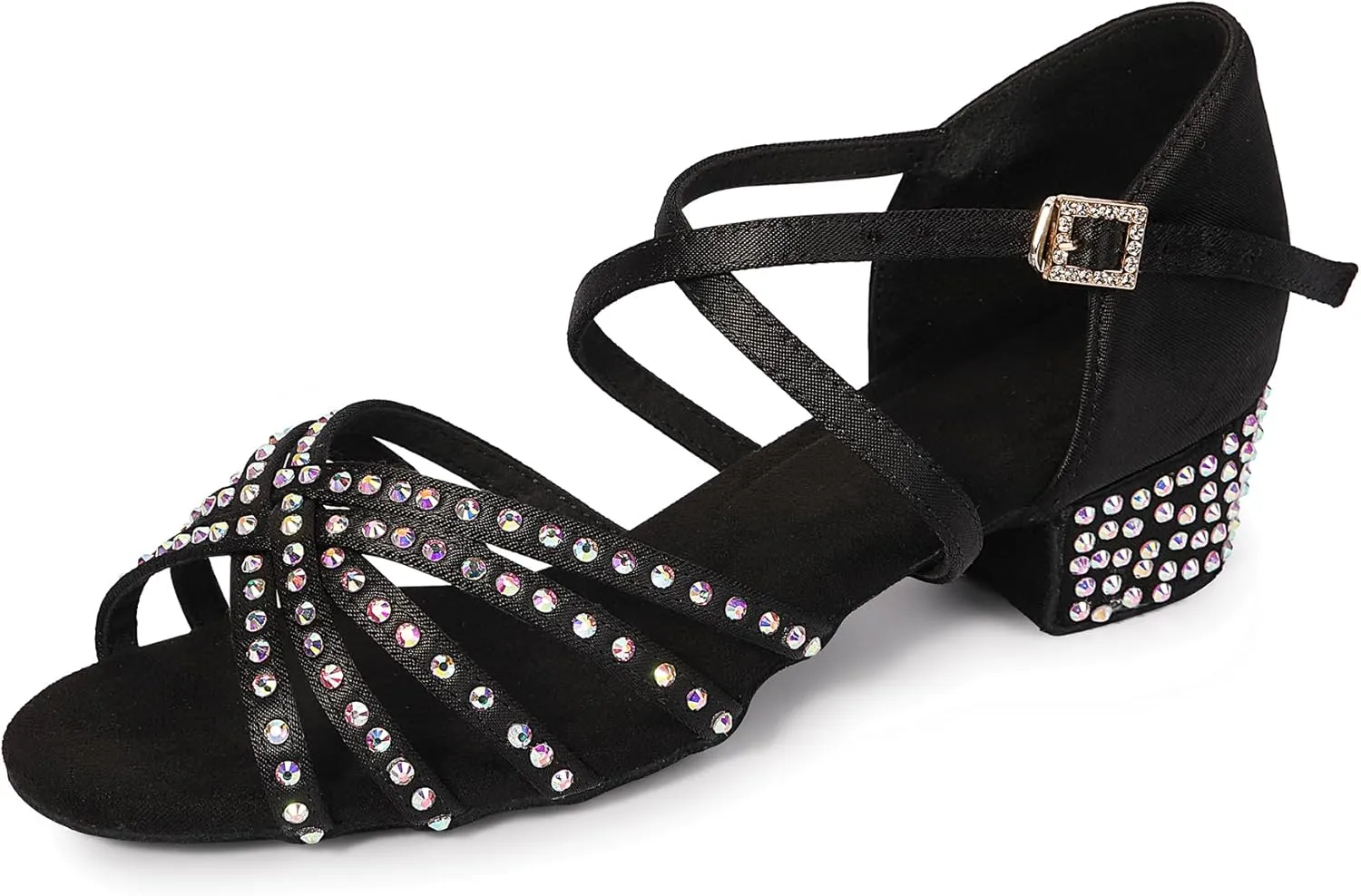 Rhinestone Ballroom Dance Shoes Women Latin Salsa Dancing Shoes Practice Dance Heels ZB06