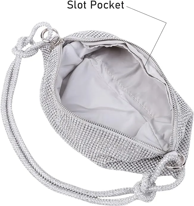 Rhinestone Purse Evening Bag - Silver