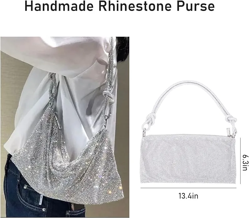 Rhinestone Purse Evening Bag - Silver