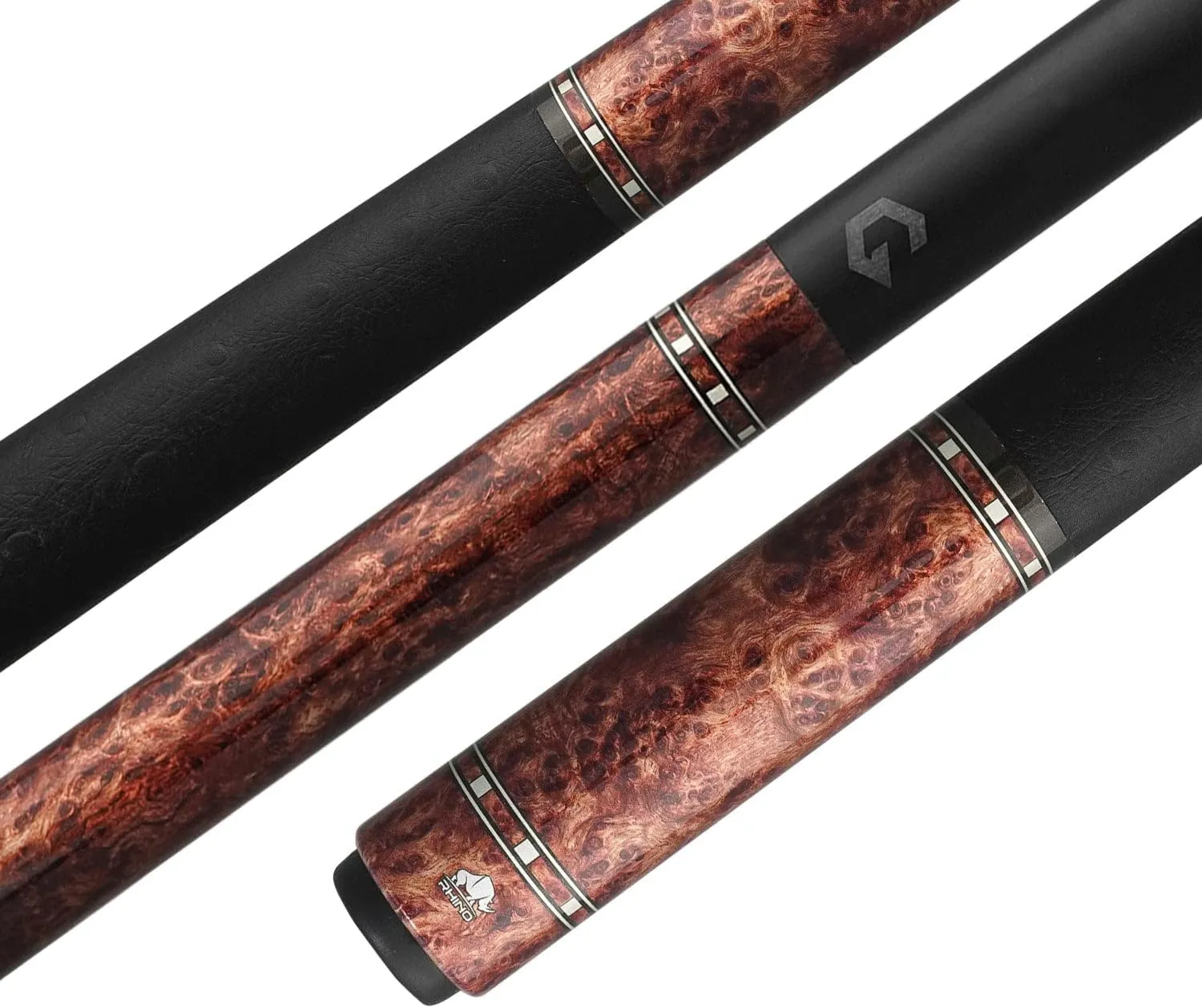 RHINO G-w Series Pool Cue - Amboyna, Bocote, Ebony, Snakewood, Thuya - 3/8-8 Joint - 12.5 mm Tip Diameter