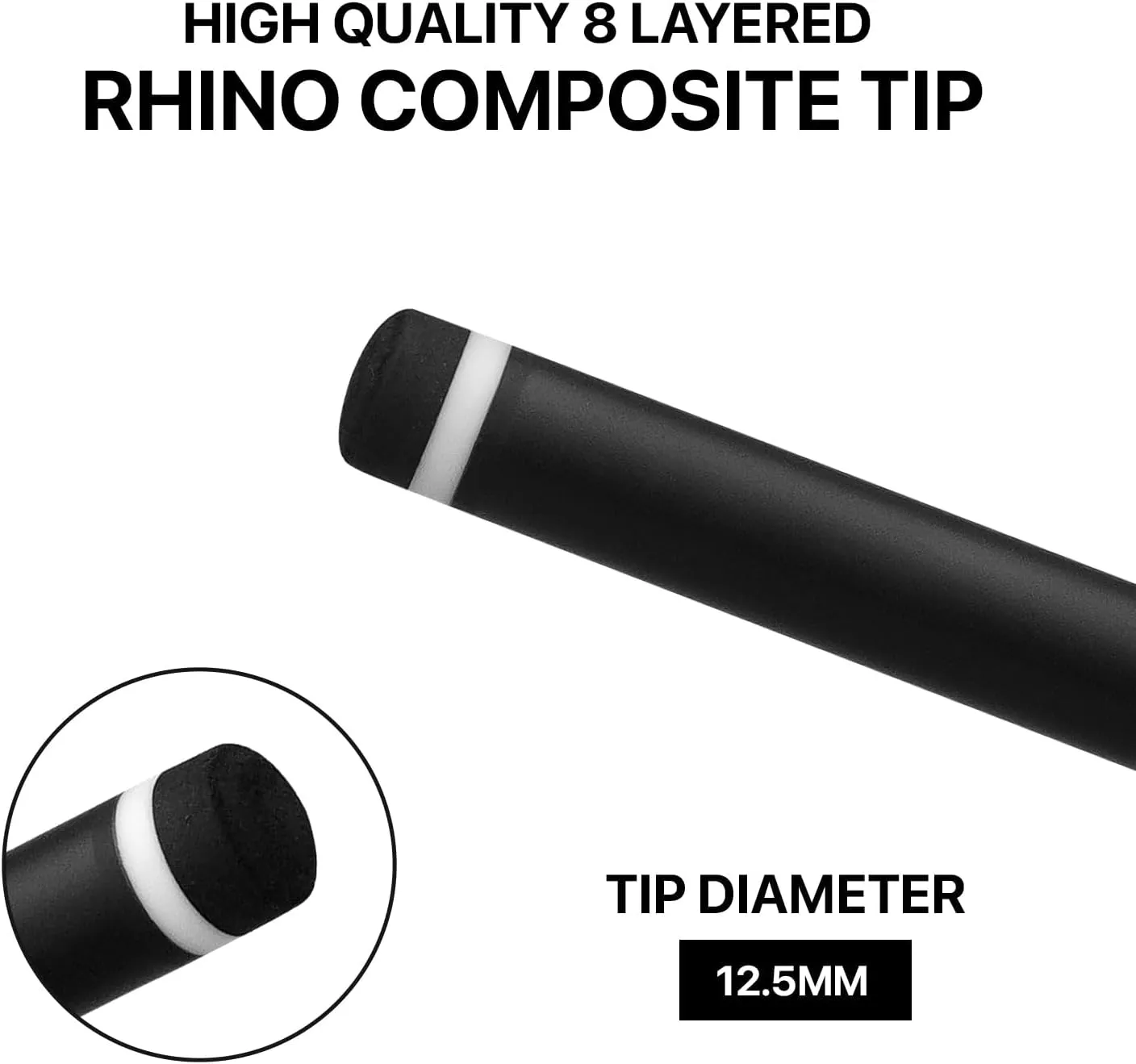 RHINO G-w Series Pool Cue - Amboyna, Bocote, Ebony, Snakewood, Thuya - 3/8-8 Joint - 12.5 mm Tip Diameter
