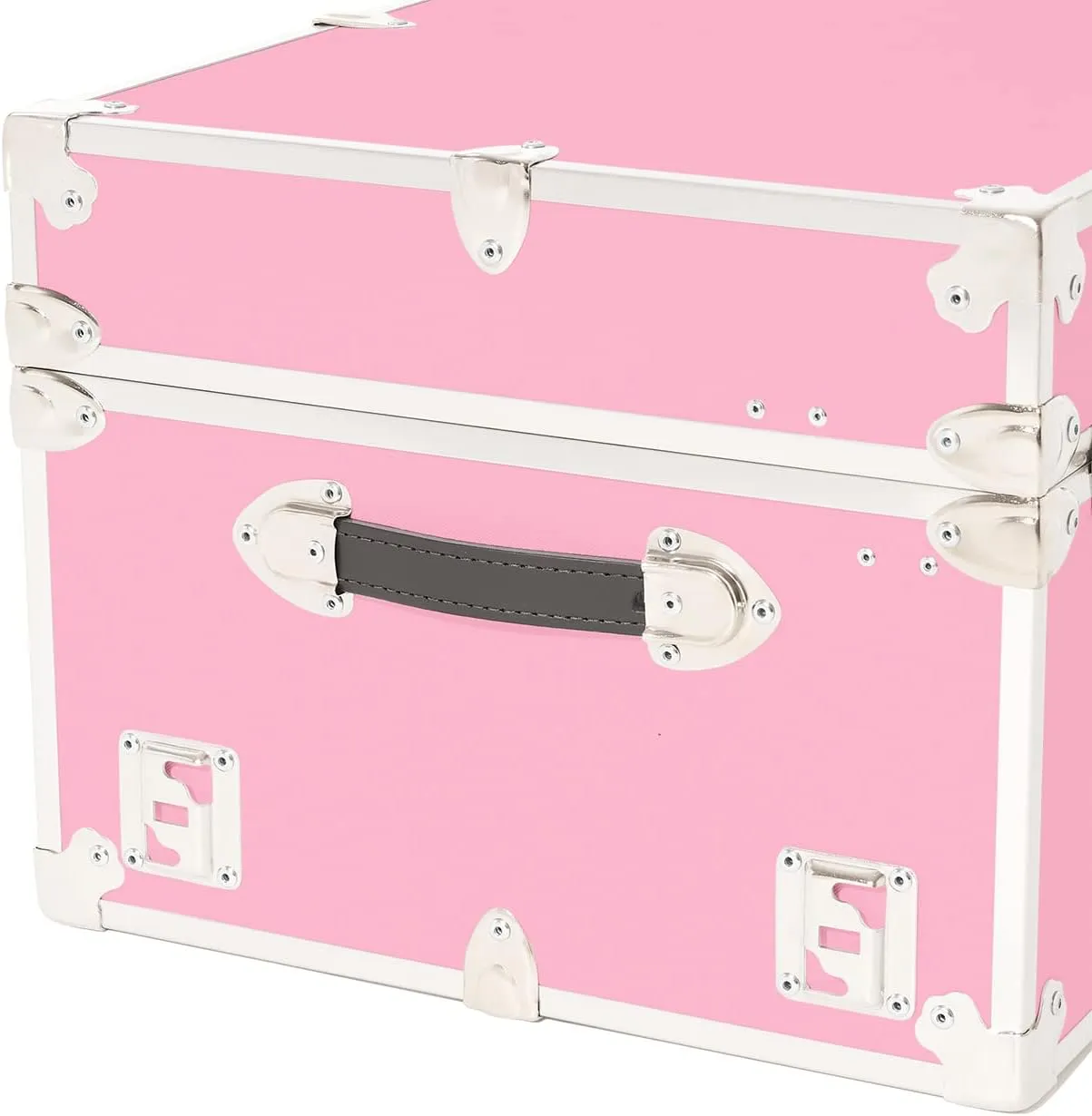 Rhino Trunk & Case XL Leather Embossed Vinyl Trunk with Removable Wheels, Summer Camp, College, Storage 34"x20"x15" (Pink)
