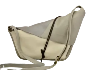 Rhomboid shoulder Clutch | grey cream dust calf
