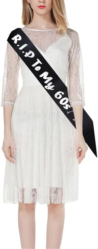 RIP to My 60s Birthday Sash and Tiara for Women 60th Birthday Decorations Happy Birthday Party Favor Supplies Gifts