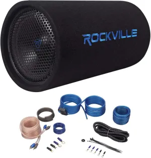 Rockville RTB10A 10" 500w Powered Subwoofer Bass Tube Bass Remote   Amp Kit