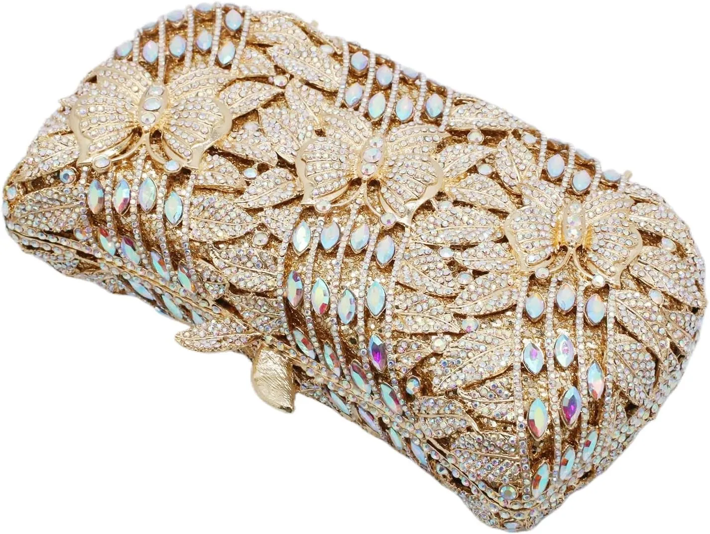 RomanticDesign Women Flower Butterfly Evening Bag Sparkly Rhinestone Bride Clutch Purse Party Prom Banquet Handbag