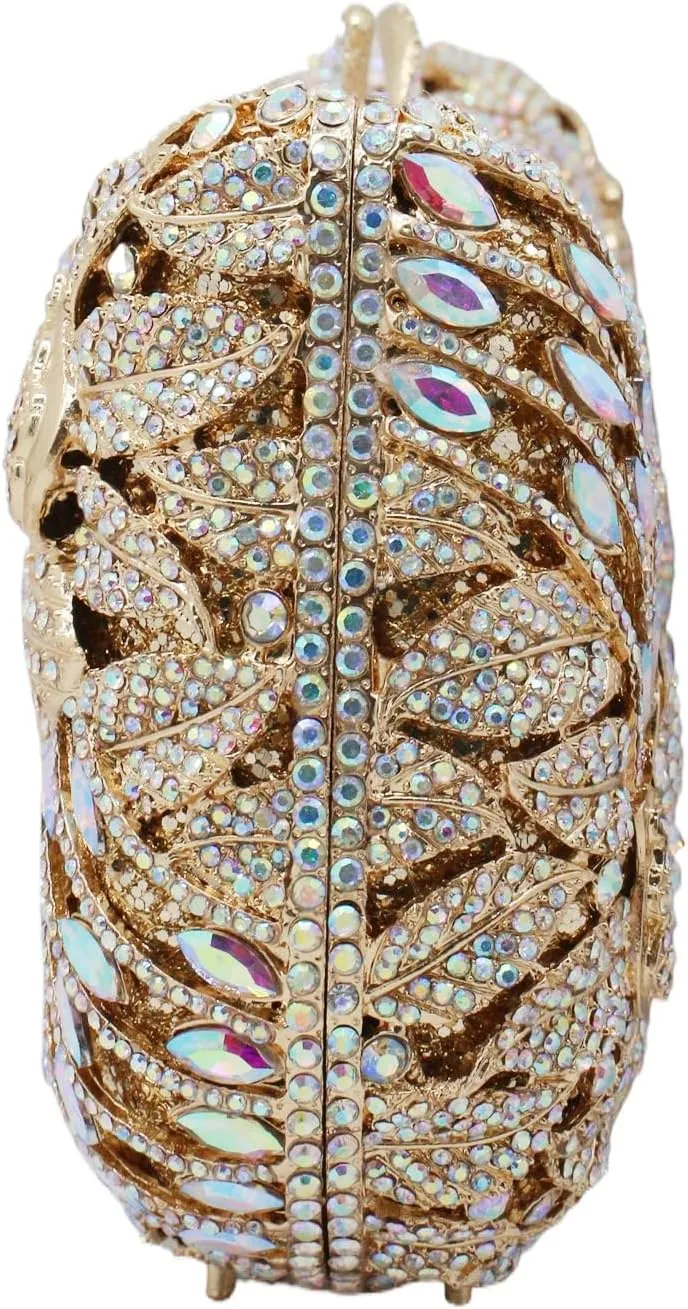 RomanticDesign Women Flower Butterfly Evening Bag Sparkly Rhinestone Bride Clutch Purse Party Prom Banquet Handbag
