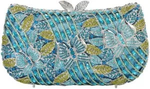 RomanticDesign Women Flower Butterfly Evening Bag Sparkly Rhinestone Bride Clutch Purse Party Prom Banquet Handbag
