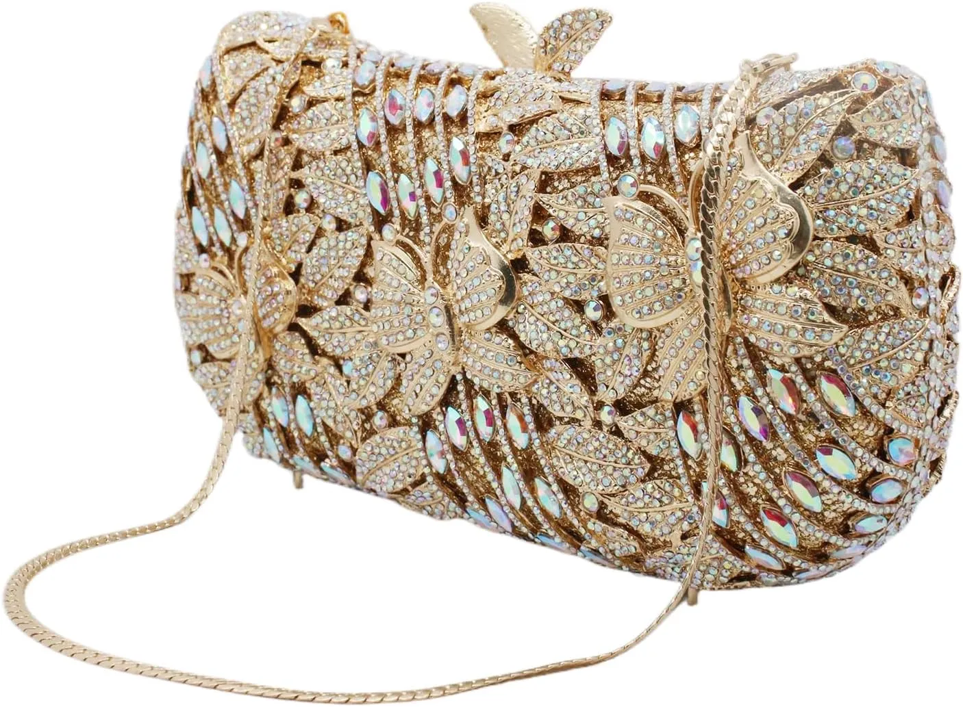 RomanticDesign Women Flower Butterfly Evening Bag Sparkly Rhinestone Bride Clutch Purse Party Prom Banquet Handbag