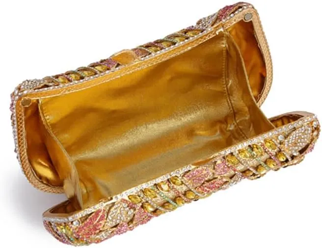 RomanticDesign Women Flower Butterfly Evening Bag Sparkly Rhinestone Bride Clutch Purse Party Prom Banquet Handbag