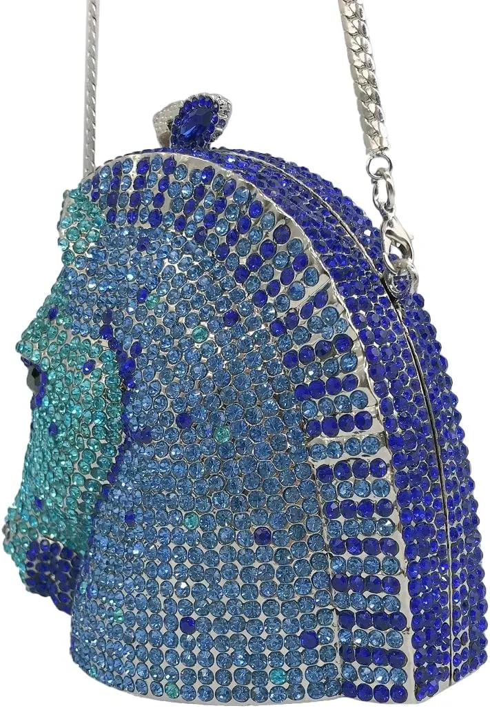 RomanticDesign Women Horse Head Evening Clutch Luxury Sparkly Rhinestone Crystal Bride Purse Party Prom Banquet Handbag