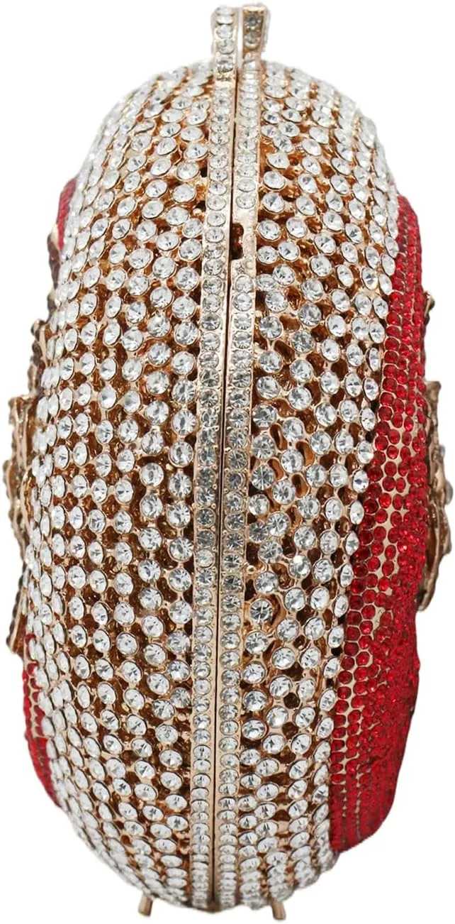 RomanticDesign Women Moon Flower Evening Bag Round Luxury Sparkly Rhinestone Bride Clutch Handbag Party Prom Banquet Purse