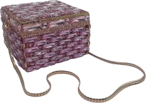 RomanticDesign Women Rhinestone Square Box Evening Clutch Sparkly Glass Crystal Purse Handbag for Party Prom Banquet