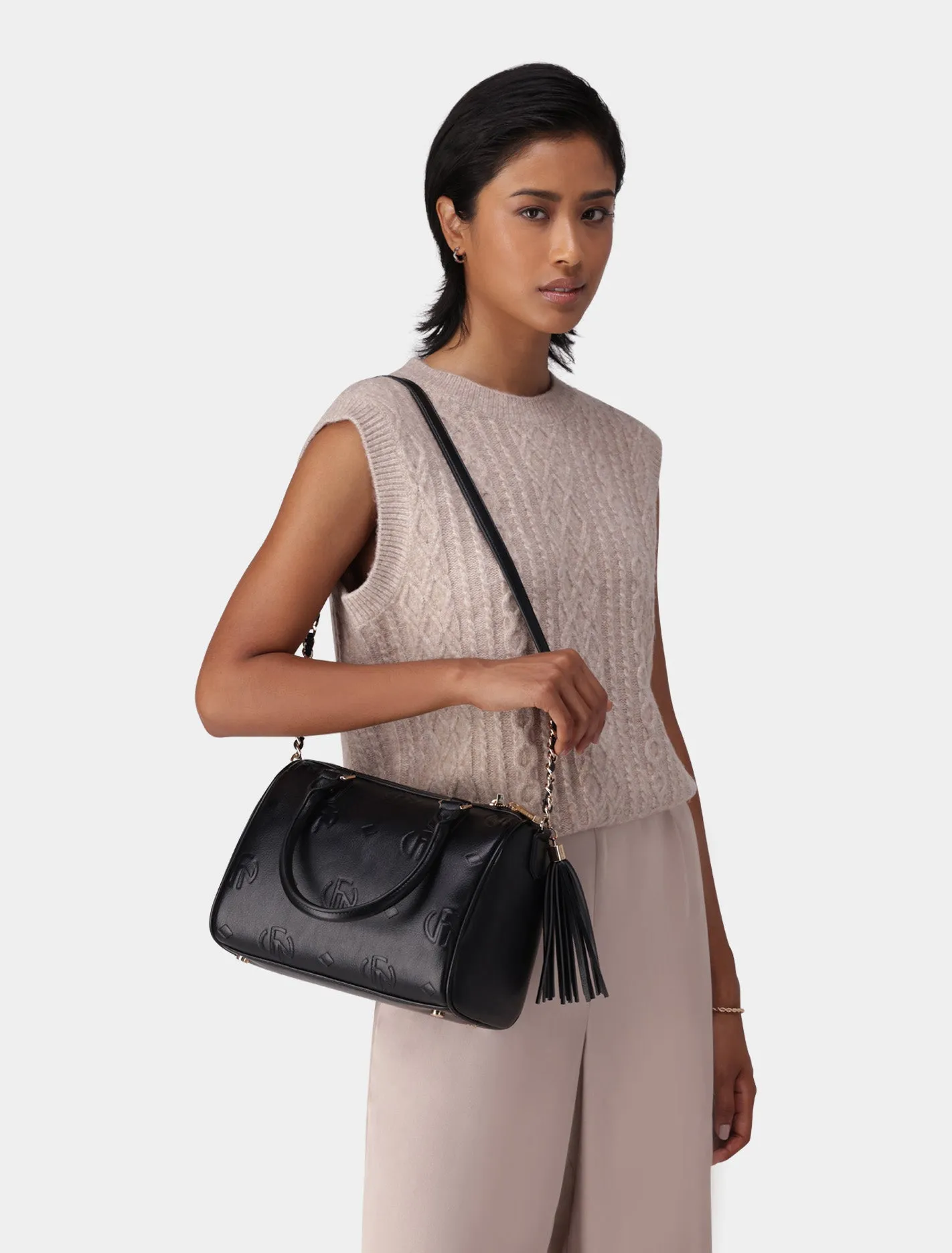 Rosie Embossed Print Barrel Bag