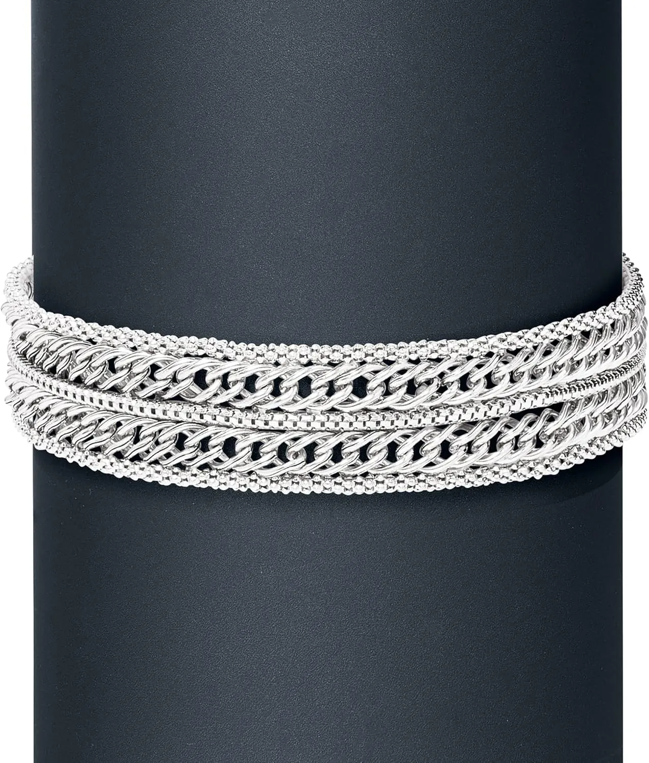 Ross-Simons Italian Sterling Silver Popcorn-Chain and Curb-Link Bracelet