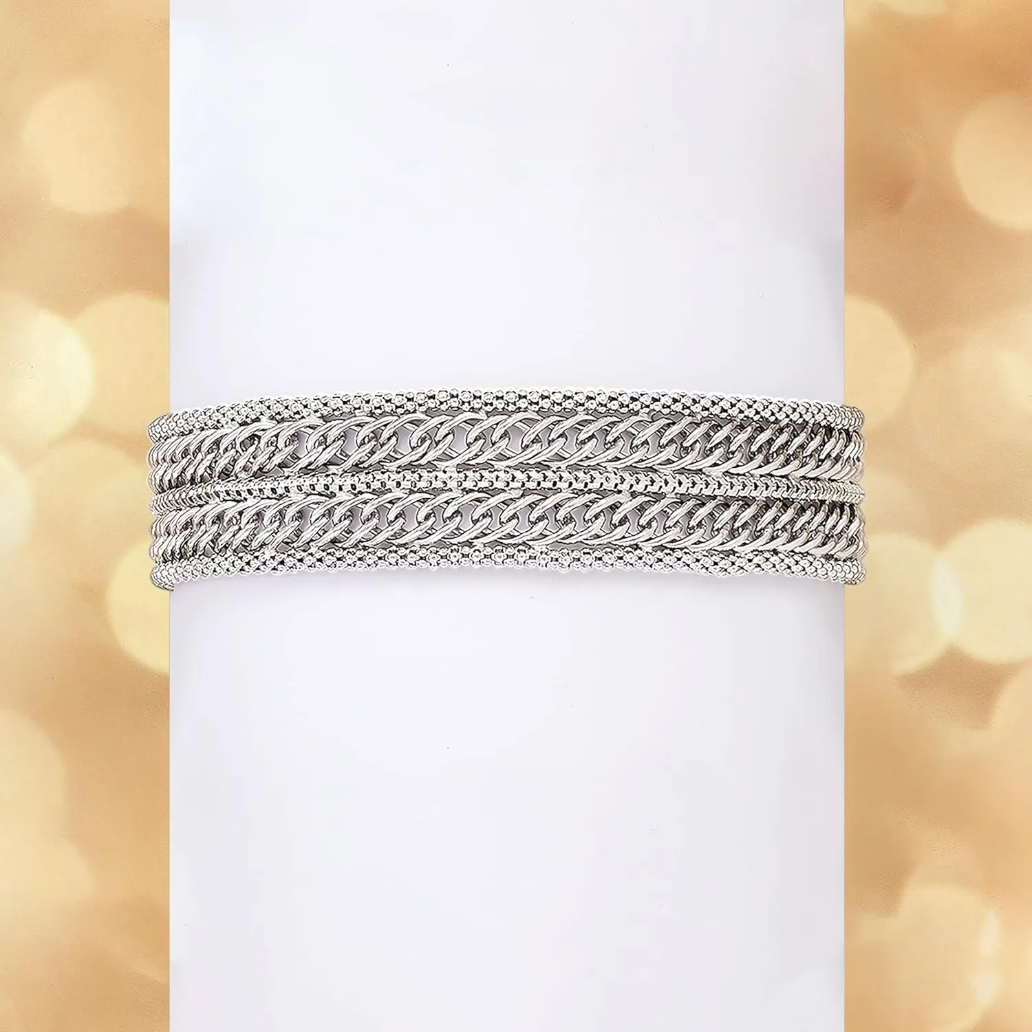 Ross-Simons Italian Sterling Silver Popcorn-Chain and Curb-Link Bracelet
