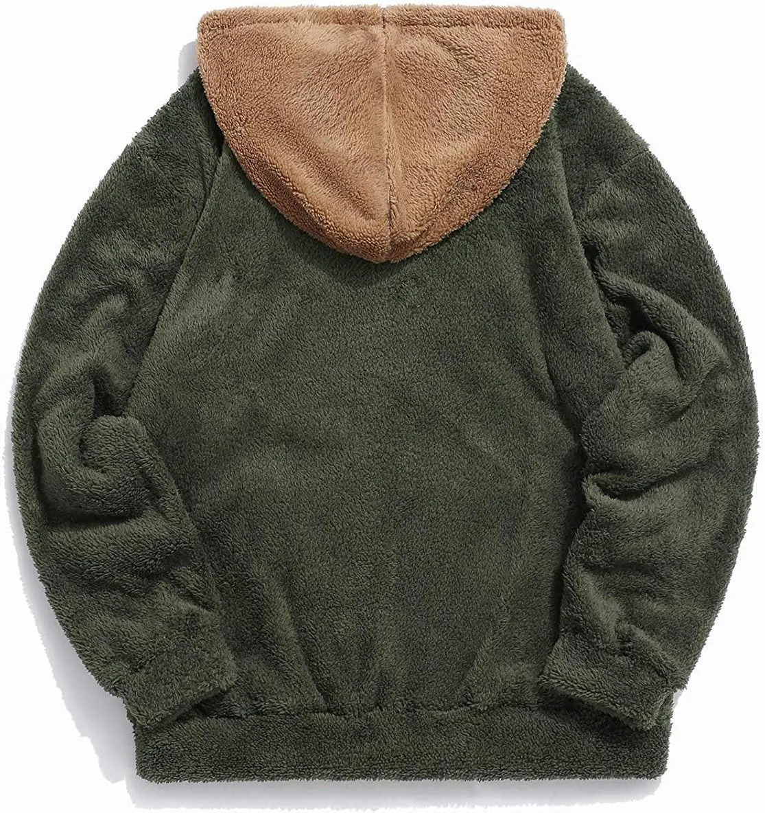 Runcati Mens Fuzzy Sherpa Pullover Hoodie Sweatshirts Long Sleeve Sport Front Pocket Military Fall Outwear Winter Hooded