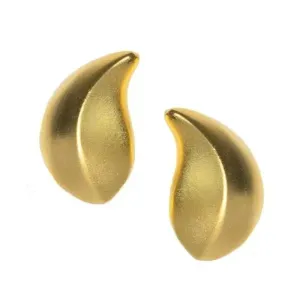 Satin Gold Leaf Clip Earrings