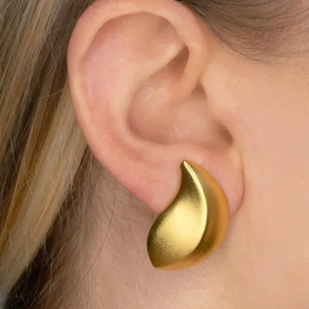 Satin Gold Leaf Clip Earrings