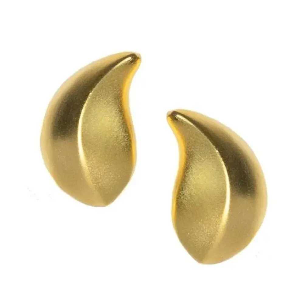 Satin Gold Leaf Clip Earrings