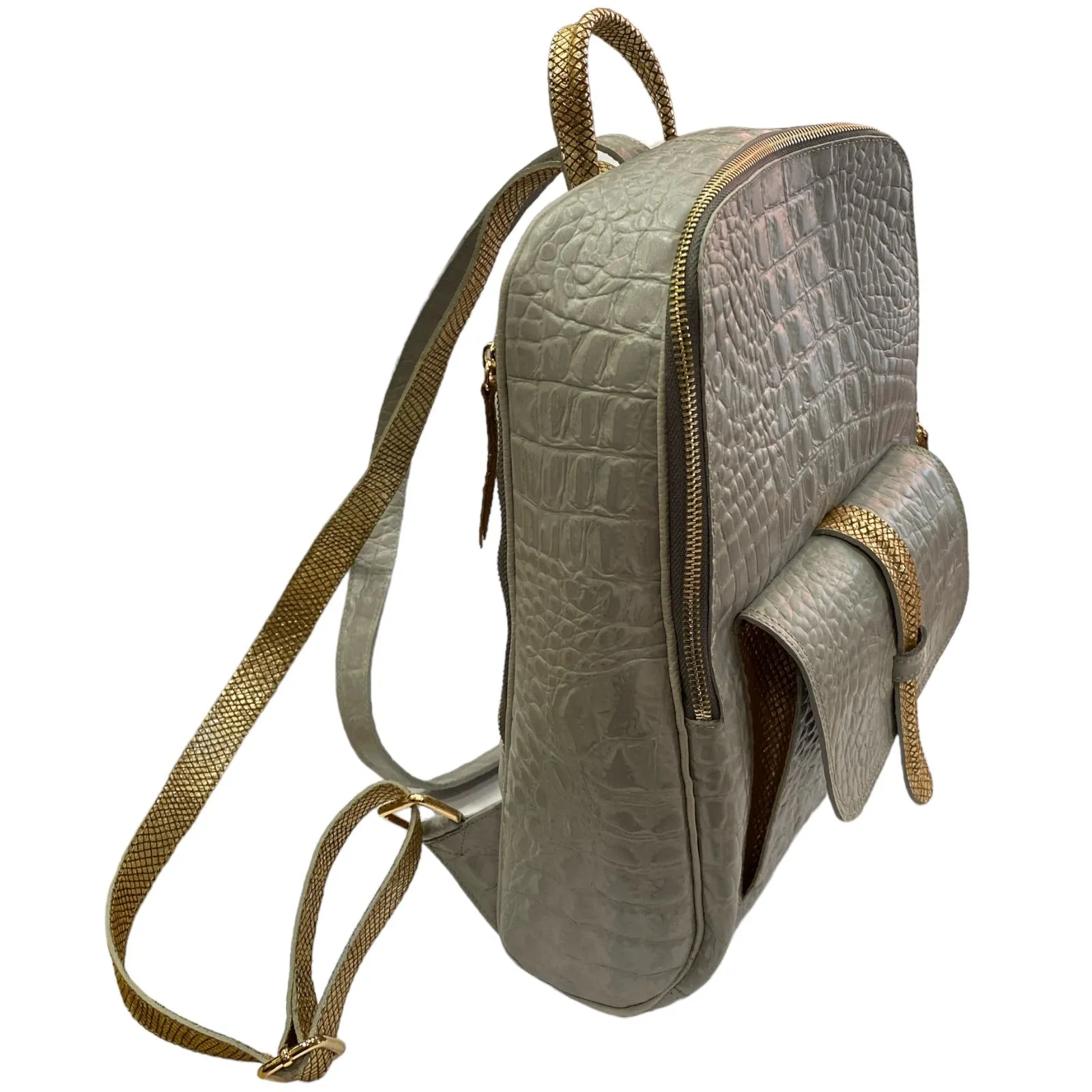 SCOPELOS. GREY 3D LEATHER ART BACKPACK
