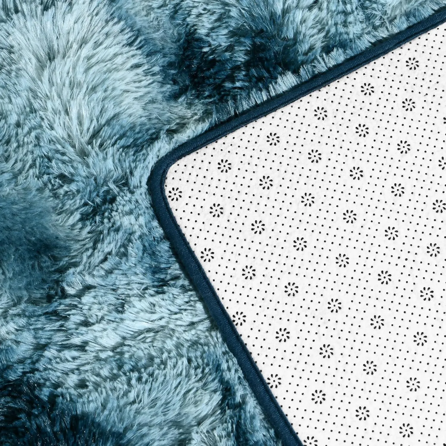 Shag Area Rug, 4 X 6 Tie-Dyed Plush Fuzzy Rugs for Living Room, Ultra Soft Fluffy Furry Rug for Bedroom, Indoor Carpet Nursery Rugs for Kids Room Home Decor, Peacock Blue