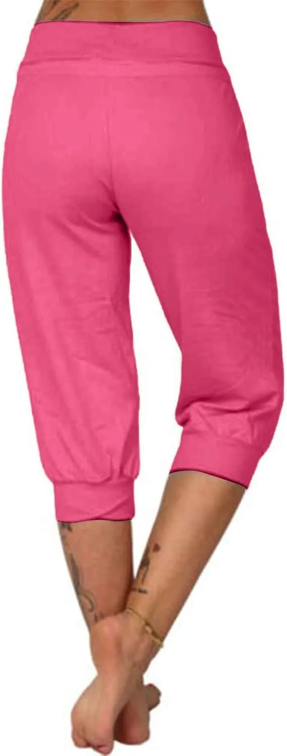 SHAOBGE Summer Pants for Women 2024 Summer New Casual Cropped Elastic Pants for Women Fashion Trendy Pants for