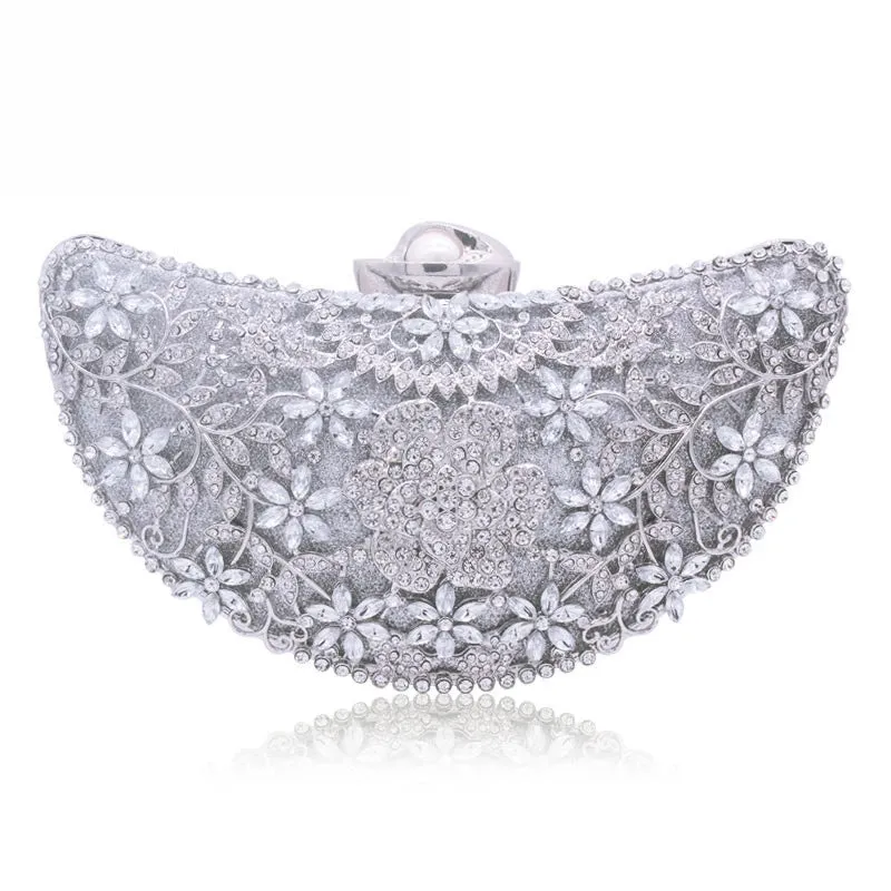 Shape Moon Hollow Out Purse Sequined Diamond Women Evening Bag Clutch Crossbody Bags For Lady Bolsas Feminina Wedding Handbags