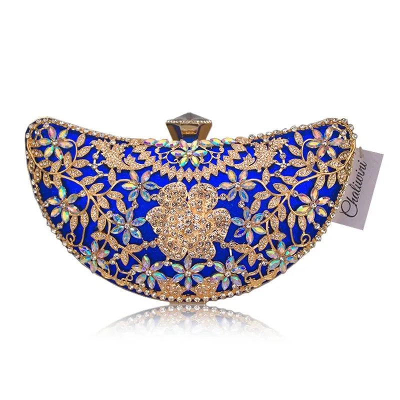 Shape Moon Hollow Out Purse Sequined Diamond Women Evening Bag Clutch Crossbody Bags For Lady Bolsas Feminina Wedding Handbags