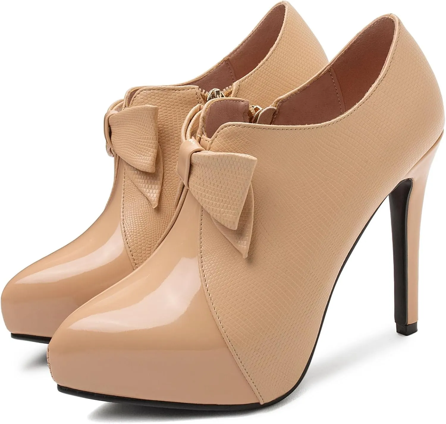 SHEMEE Women's Platform Stiletto High Heel Ankle Booties Thin Heels Pumps Side Zip Short Boots Shoes