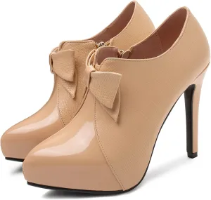 SHEMEE Women's Platform Stiletto High Heel Ankle Booties Thin Heels Pumps Side Zip Short Boots Shoes