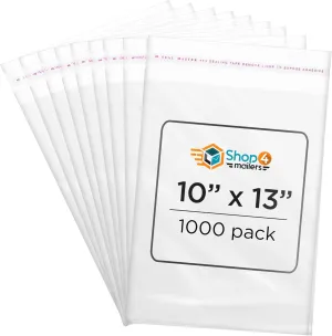 Shop4Mailers 10 x 13 Cellophane Clear Resealable Self Seal Bags for Party Favors, Treat, Presents, Documents, Portraits, Photos, Clothes, Bedding Sheets (1000 Pack)